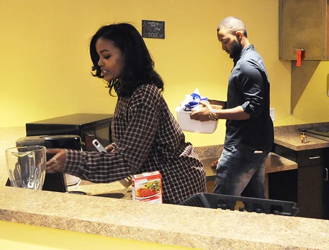 Farmington students cooking together in their dorm