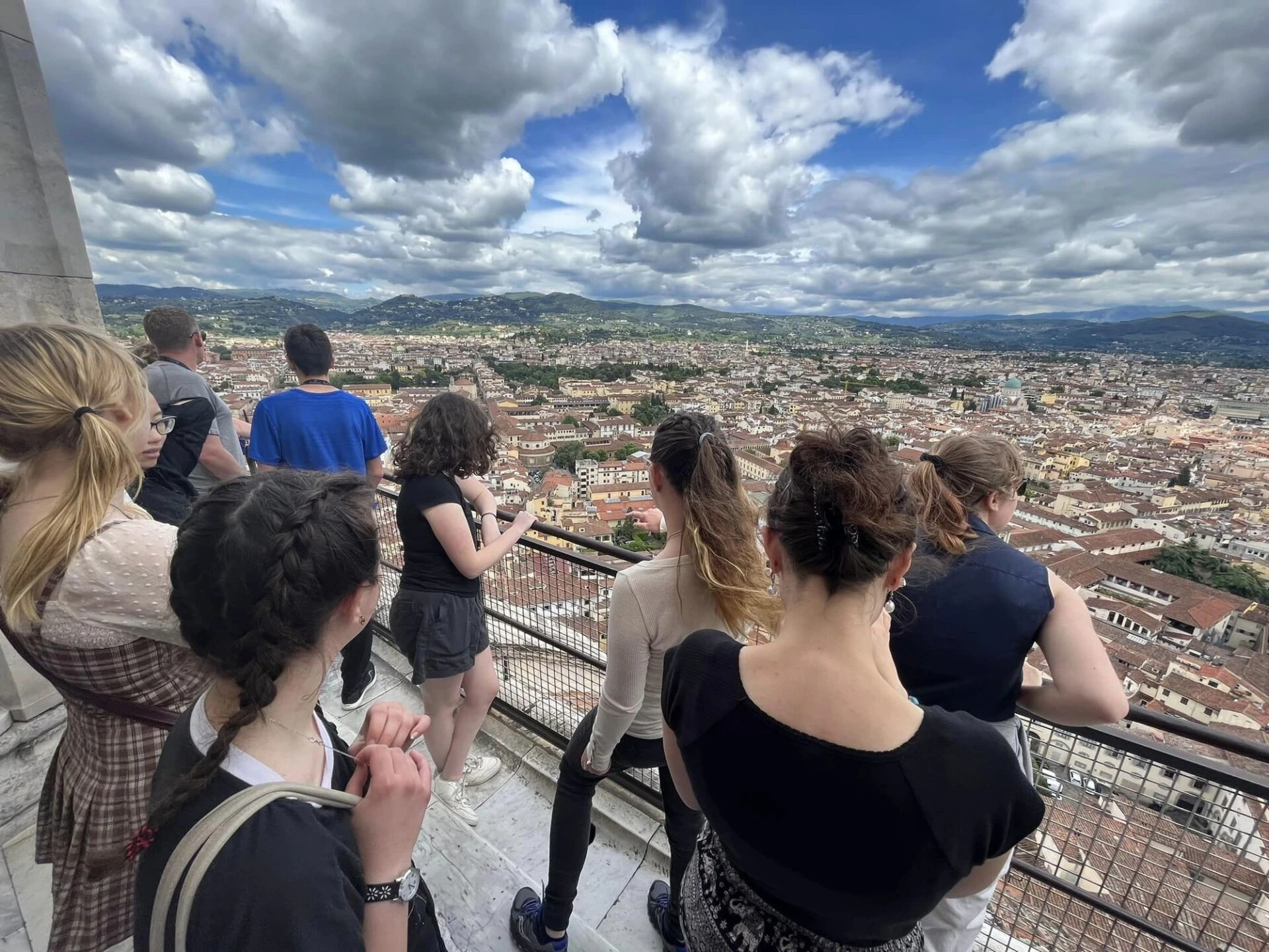 Group of Farmington students overlook Italy on study abroad trip.