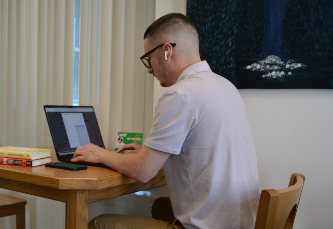 Individual using laptop